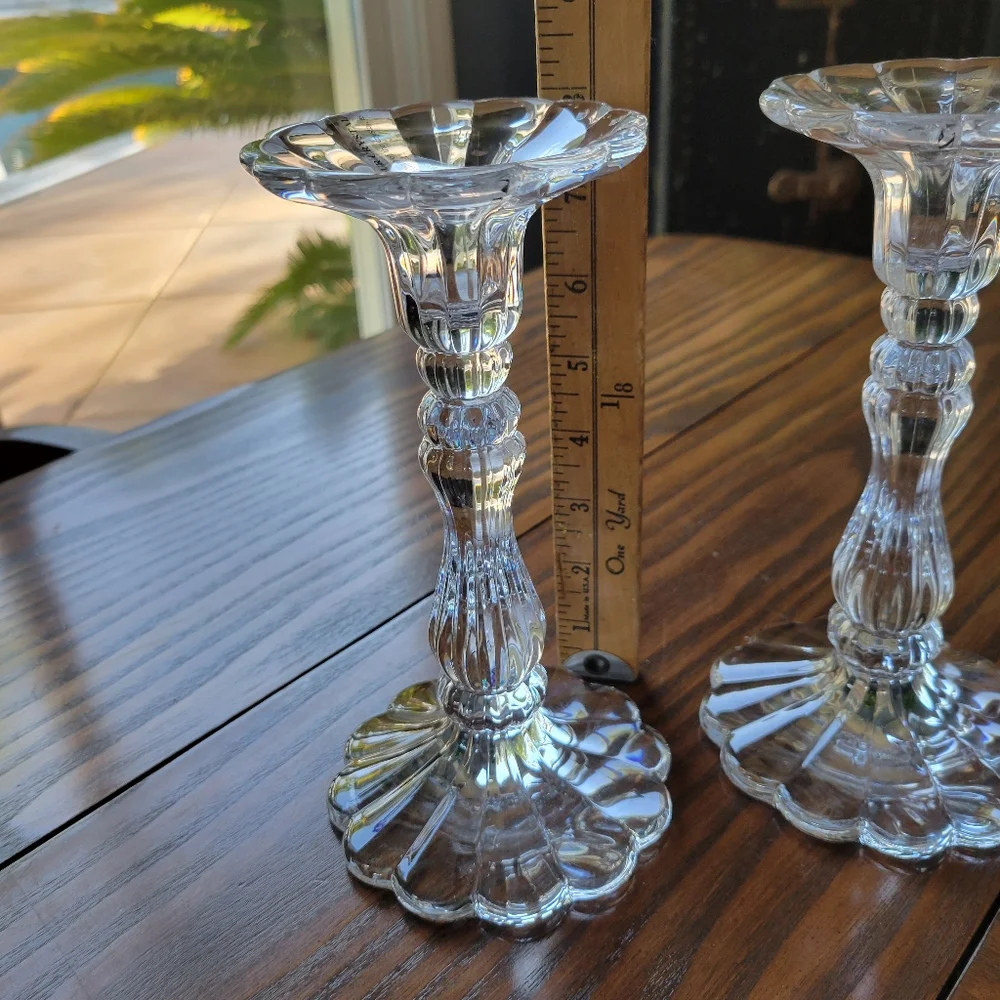 Rogaška Crystal Candlesticks Scalloped Design -- Set of 2 | 8